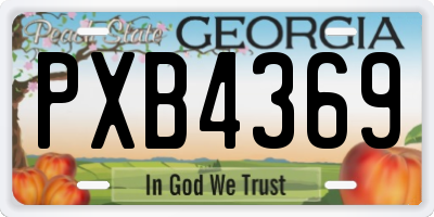 GA license plate PXB4369
