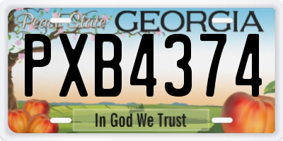 GA license plate PXB4374