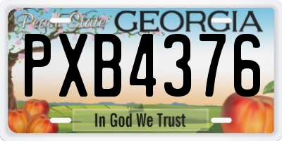 GA license plate PXB4376
