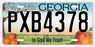 GA license plate PXB4378
