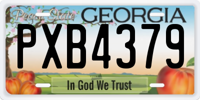 GA license plate PXB4379