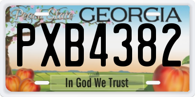 GA license plate PXB4382