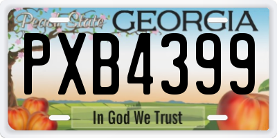 GA license plate PXB4399