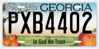 GA license plate PXB4402