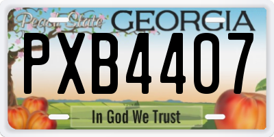 GA license plate PXB4407