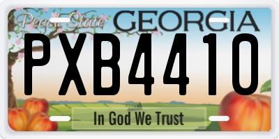 GA license plate PXB4410