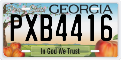 GA license plate PXB4416