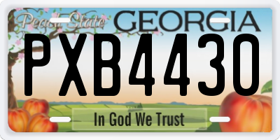 GA license plate PXB4430