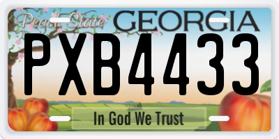 GA license plate PXB4433