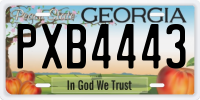 GA license plate PXB4443