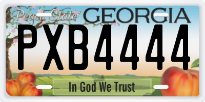 GA license plate PXB4444