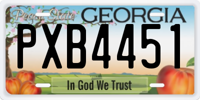 GA license plate PXB4451