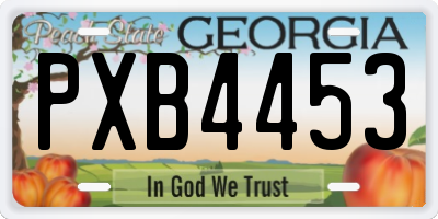GA license plate PXB4453