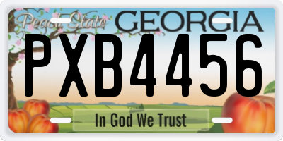 GA license plate PXB4456