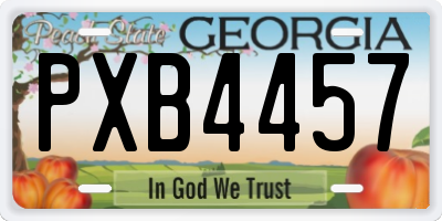 GA license plate PXB4457