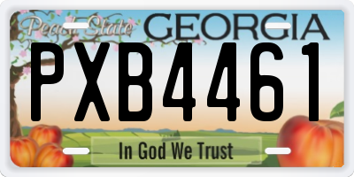 GA license plate PXB4461