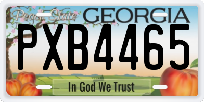 GA license plate PXB4465