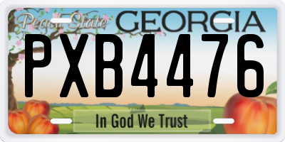 GA license plate PXB4476