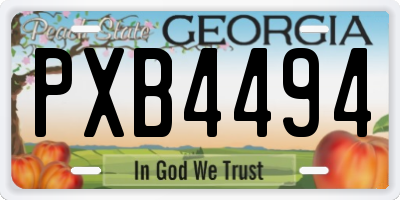 GA license plate PXB4494