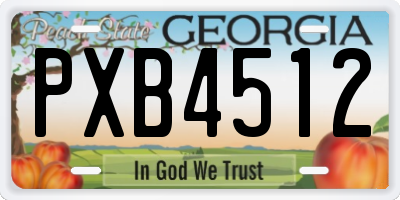 GA license plate PXB4512
