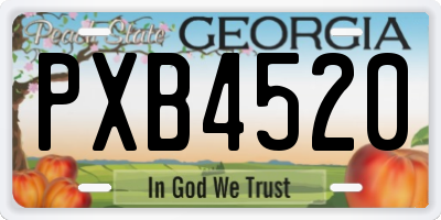 GA license plate PXB4520