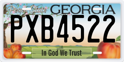 GA license plate PXB4522