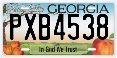 GA license plate PXB4538