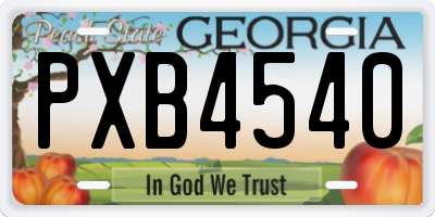 GA license plate PXB4540