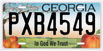 GA license plate PXB4549