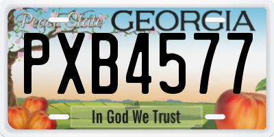 GA license plate PXB4577