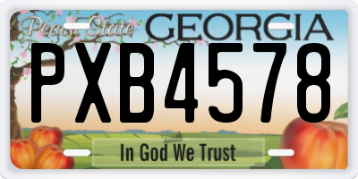 GA license plate PXB4578