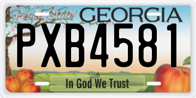 GA license plate PXB4581