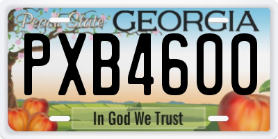 GA license plate PXB4600