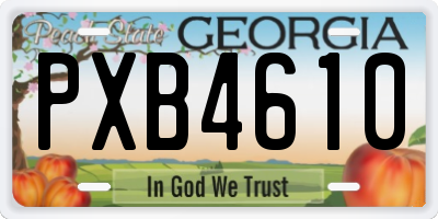 GA license plate PXB4610