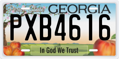 GA license plate PXB4616
