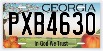 GA license plate PXB4630