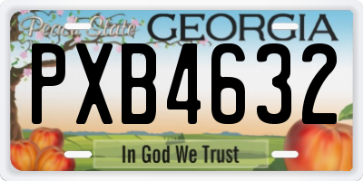 GA license plate PXB4632
