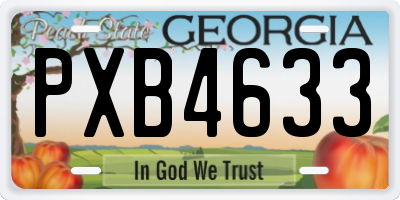 GA license plate PXB4633