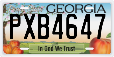 GA license plate PXB4647
