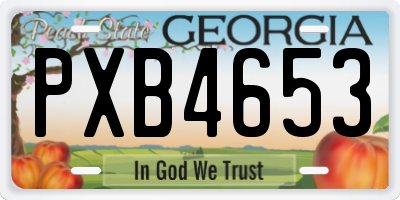GA license plate PXB4653