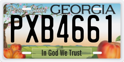 GA license plate PXB4661