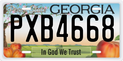 GA license plate PXB4668