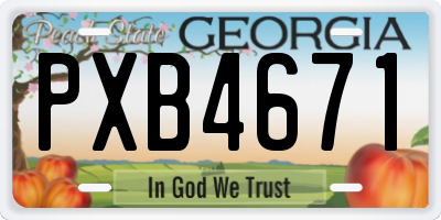 GA license plate PXB4671