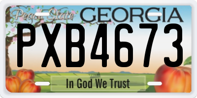 GA license plate PXB4673