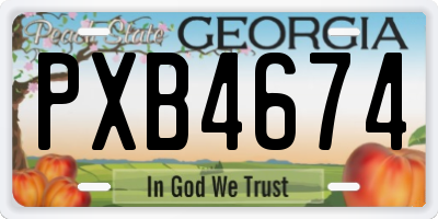GA license plate PXB4674
