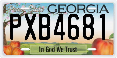 GA license plate PXB4681