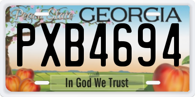 GA license plate PXB4694