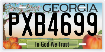 GA license plate PXB4699