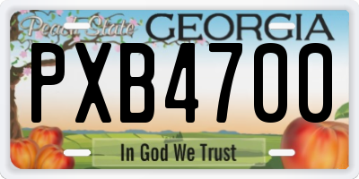GA license plate PXB4700