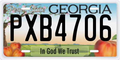GA license plate PXB4706